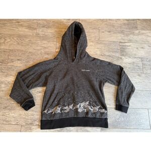 Happy Earth Mountain Hoodie Womens Large Organic Cotton Pullover Starlit Night